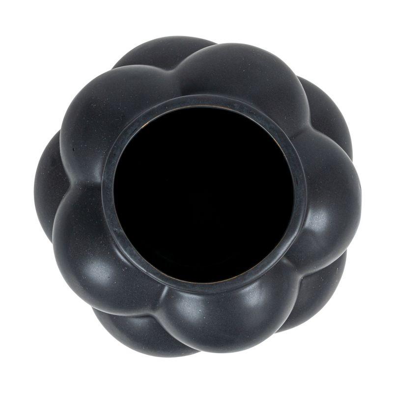 Storied Home Bulbous Stoneware Vase with Raised Dots and Matte Finish, Black