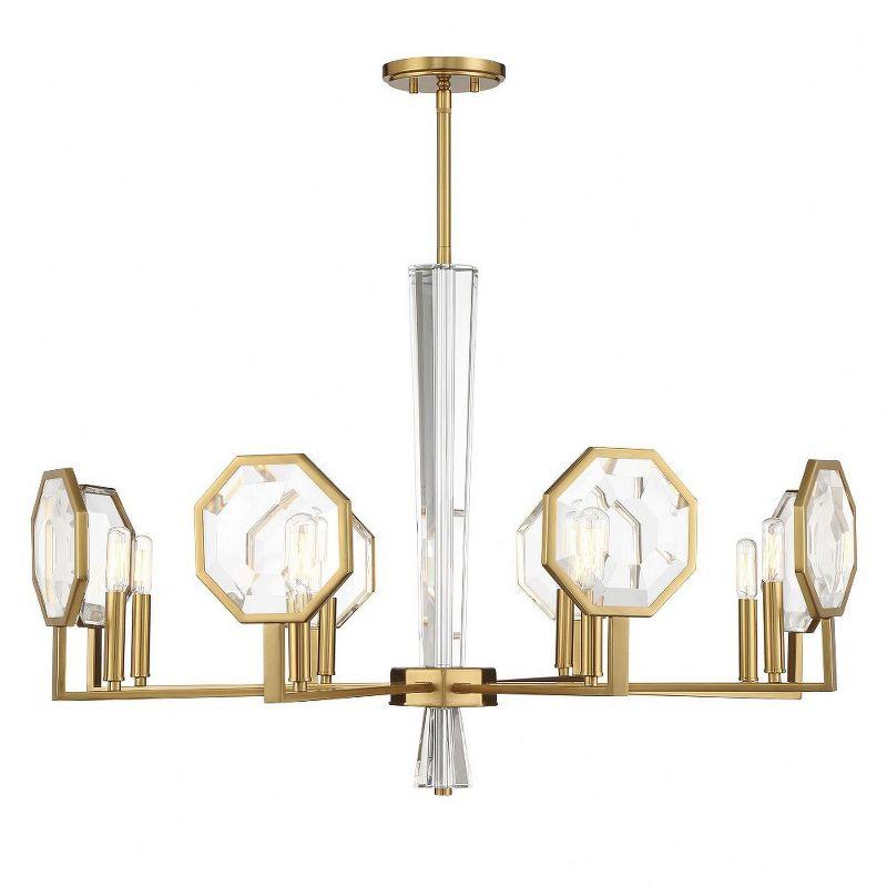 Leighton Warm Brass 8-Light Chandelier with Crystal Shades