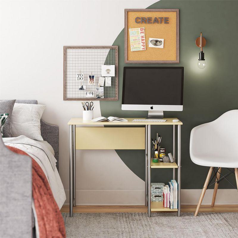 Yellow and Silver Metal Student Desk with Shelves