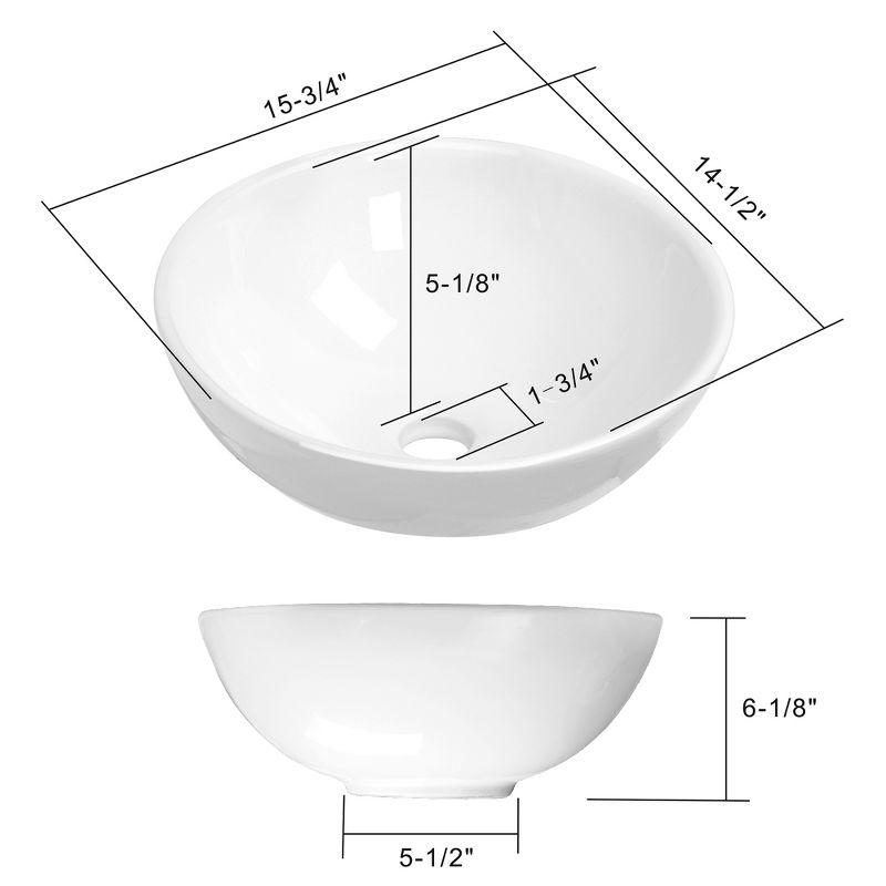 Miligore 16'' White Ceramic Circular Bathroom Sink