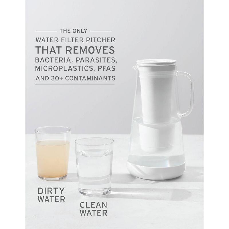 LifeStraw Home 7 Cup Glass Water Filter Pitcher with Silicone Base Stormy Blue