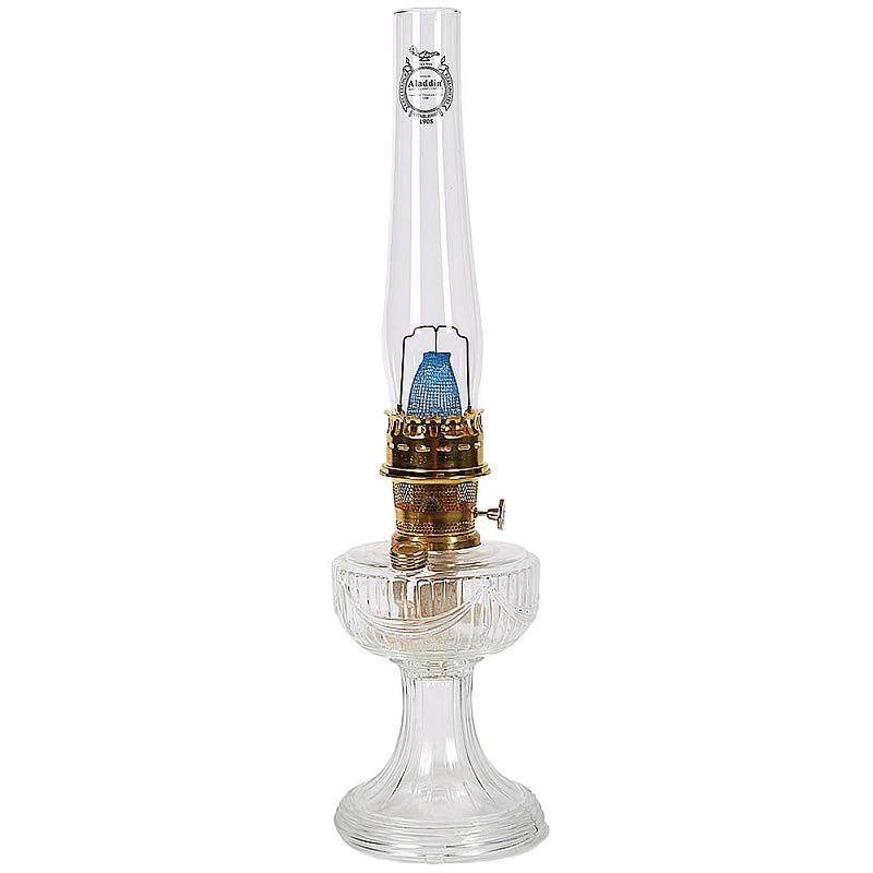 Aladdin Clear Glass Oil Lamp with Brass Trim, 24-inch