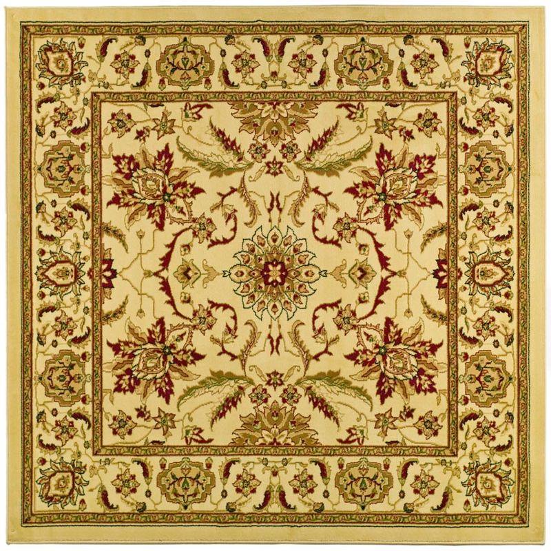 Elegant Ivory 6' Square Synthetic Easy-Care Area Rug