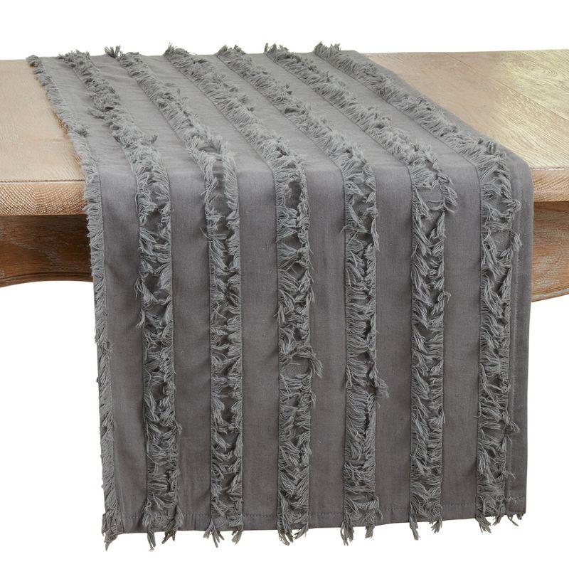 Saro Lifestyle Table Runner With Fringe Stripe Design