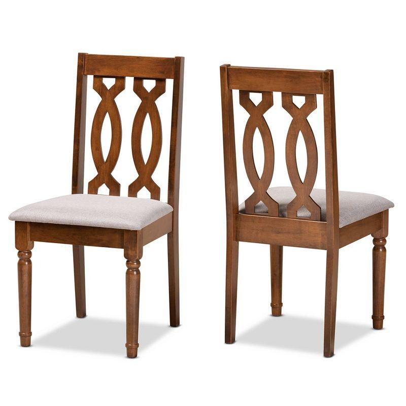 Baxton Studio 2pc Cherese Fabric Upholstered and Wood Dining Chair Set Gray/Brown: Polyester, Spot Clean, Armless Design