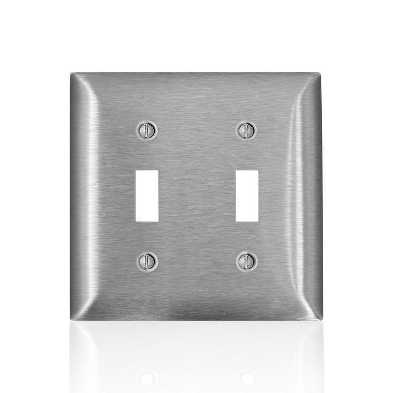 Leviton Satin Silver 2-Gang Stainless Steel Toggle Wall Plate