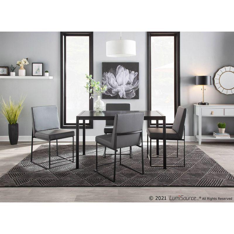 Set of 2 High Back Fuji Dining Chairs Leather/Steel Black/Gray - LumiSource: Upholstered, Modern, Armless