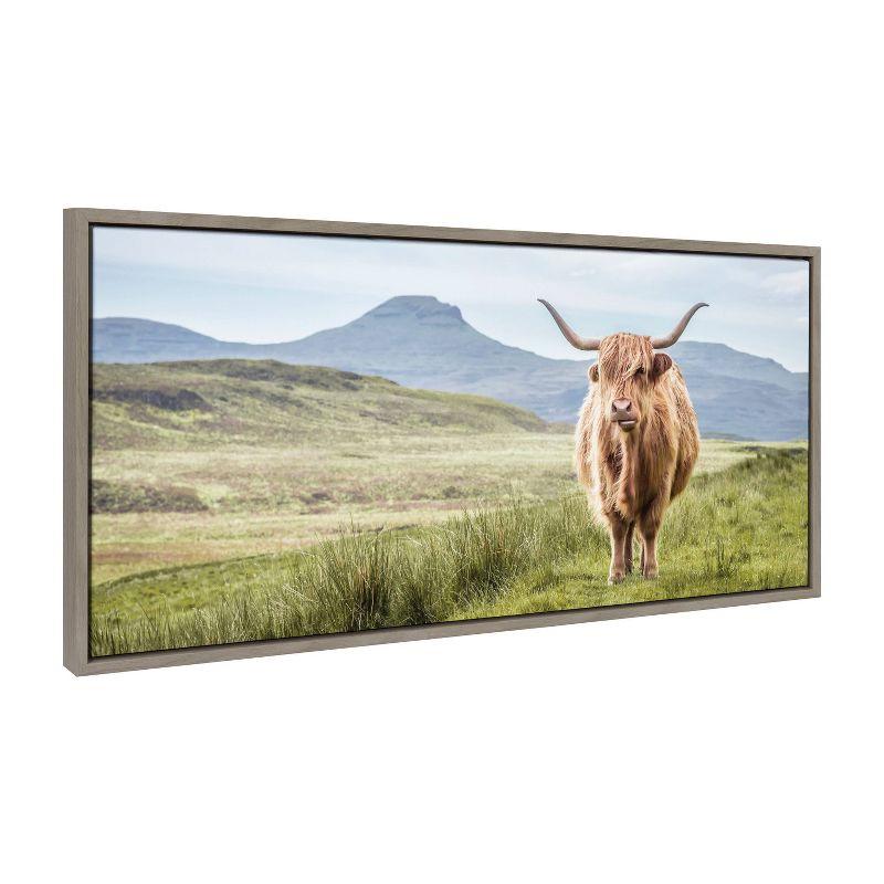 Sylvie Highland Cow Mountain Landscape by The Creative Bunch Studio Framed Wall Canvas - Kate & Laurel All Things Decor