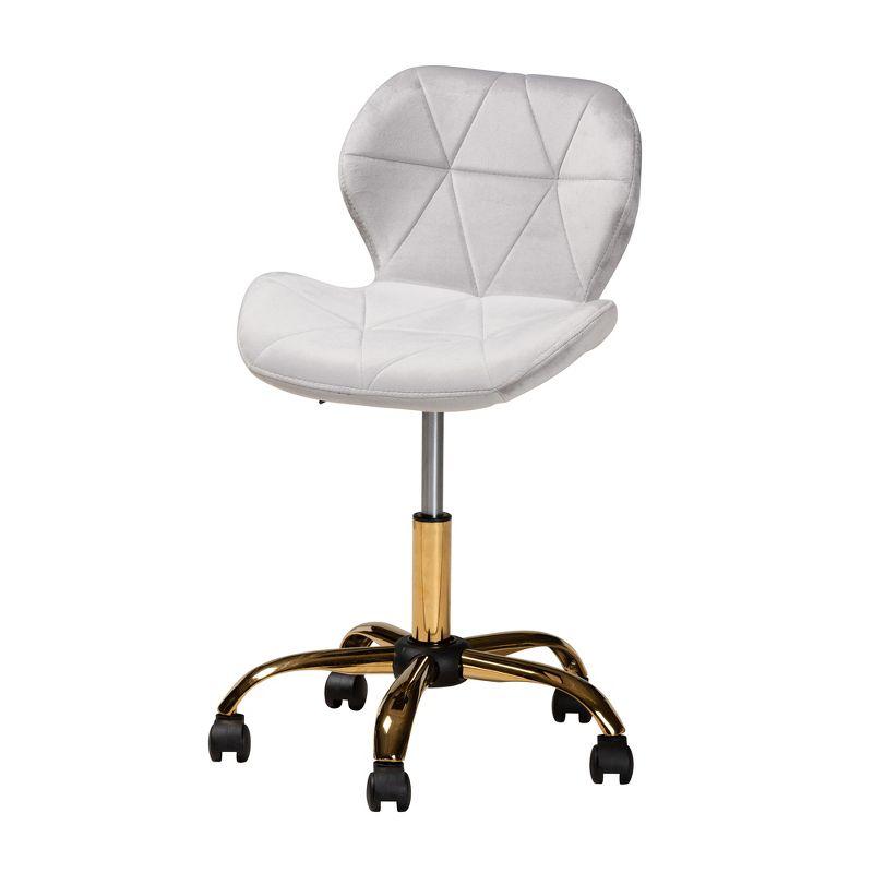 Baxton Studio Savara Contemporary Glam and Luxe Velvet Fabric and Metal Swivel Office Chair