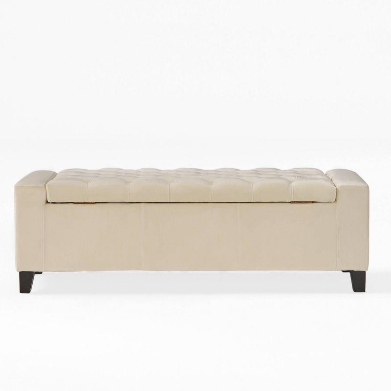 Hikaru Storage Ottoman - Ivory New Velvet - Christopher Knight Home