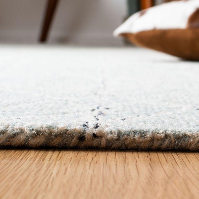 Handmade Light Blue Wool Tufted Reversible Square Rug