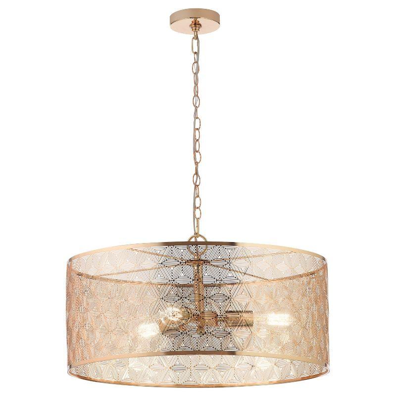 Amezcua 3 - Light Polished Gold Metal Drum Chandelier