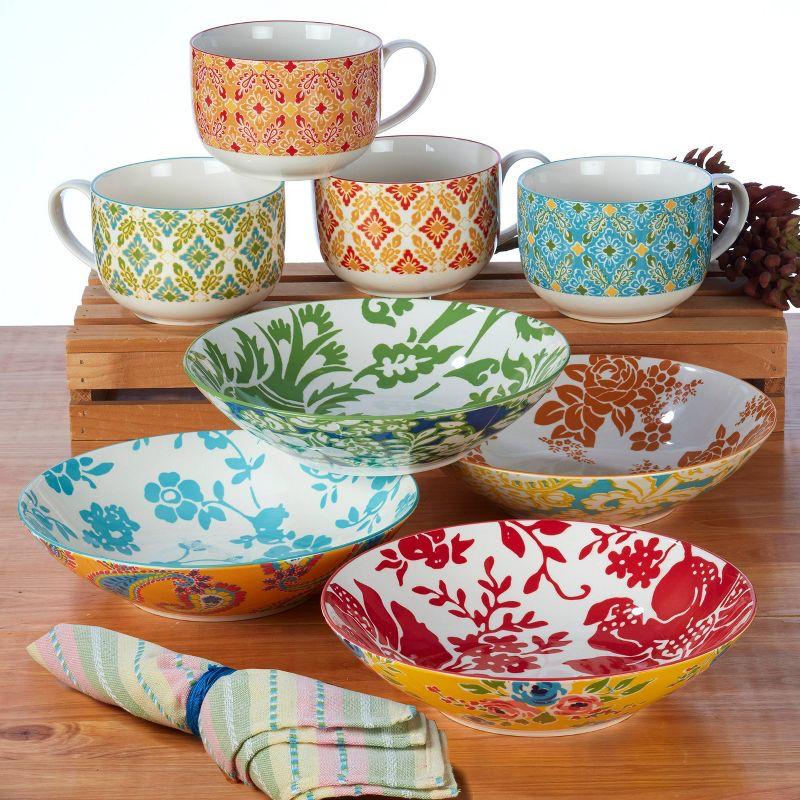 Set of 4 Damask Floral Assorted Soup Bowls - Certified International