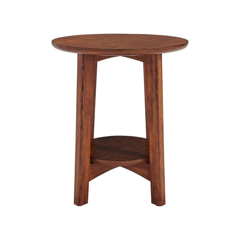 Chestnut Warmth 20" Round Mid-Century Modern Wood End Table