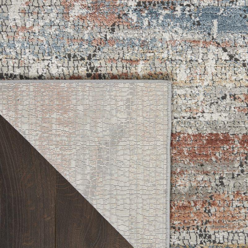 Rustic Textures Abstract Blue Multicolor 9'3" x 12'9" Area Rug