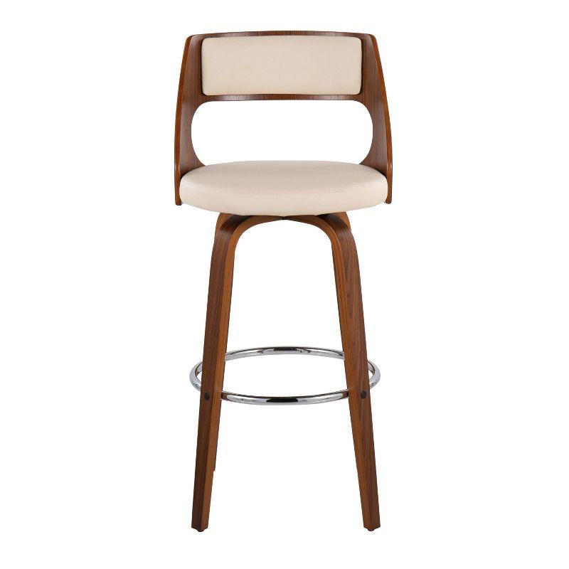 Set of 2 Cecina Upholstered Barstools Cream/Walnut - LumiSource: Swivel, Faux Leather, Wood Frame, Fixed Height 29.5"