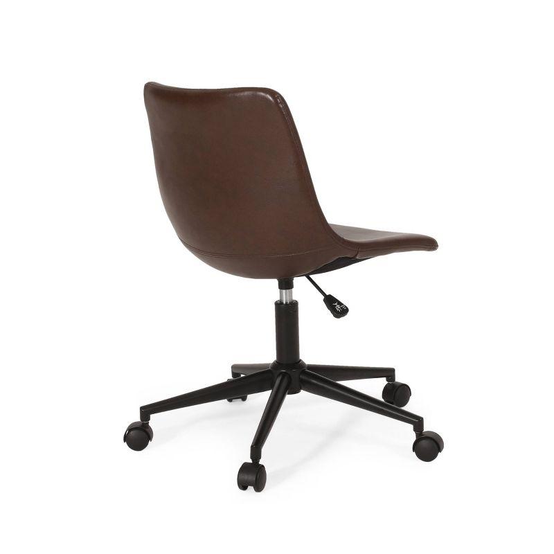 Jarvi Matte Black Metal Frame with Dark Brown Leather Office Chair