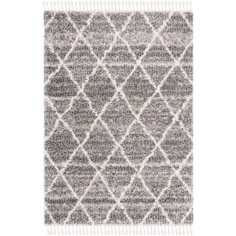 Luxe Shimmer Hand-Knotted Gray Shag Area Rug - 59" x 9"