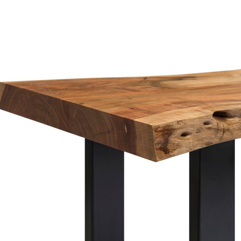 Alpine Natural Acacia Wood Live Edge Bench with Metal Legs