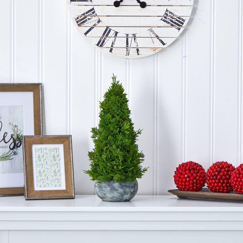 1.5ft Nearly Natural Unlit Cypress Cone Artificial Christmas Tree in Decorative Planter