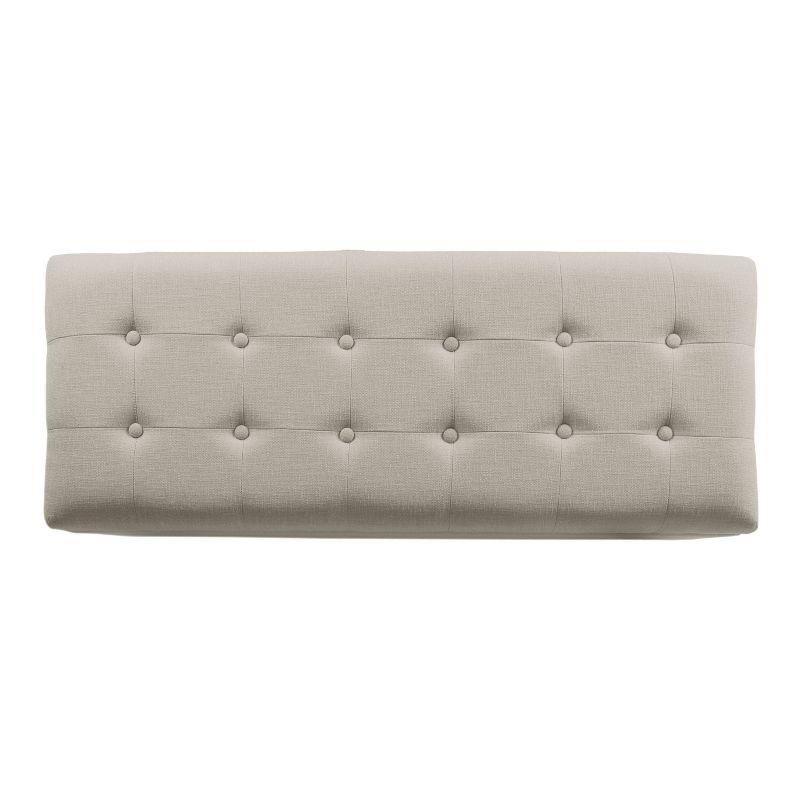 Classic Large Tufted Storage Bench Light Gray - HomePop: Upholstered Ottoman, Bedroom & Entryway Seating