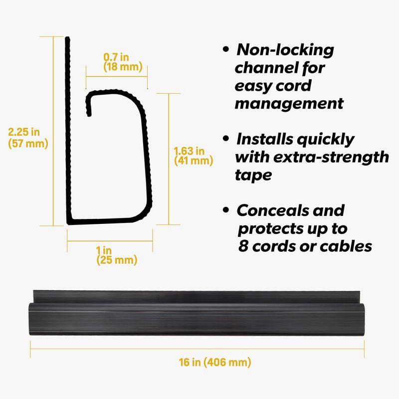 Fleming Supply J Channel Desk Cable Organizer/Cord Concealer Kit - Black, 10 Non-Locking Channels