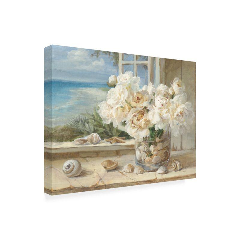 Danhui Nai 'By The Sea' White Floral Canvas Art with Floater Frame