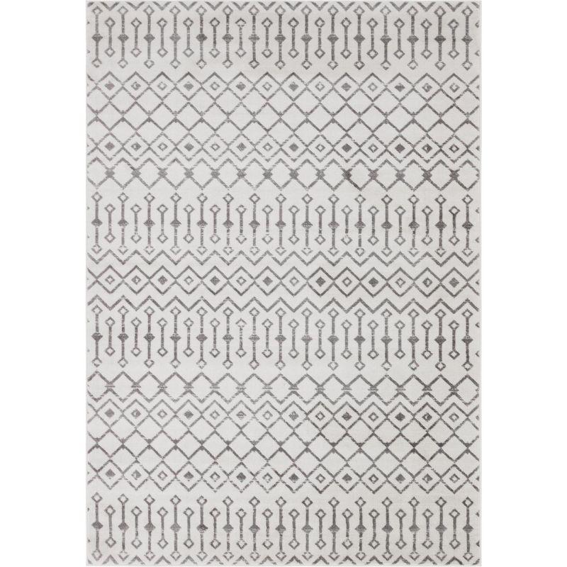 Ivory Trellis Rectangular Easy-Care Synthetic Rug