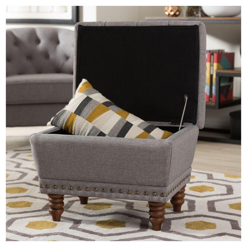 Annabelle Modern and Contemporary Wood Finish with Fabric Upholstered Button - Tufted Storage Ottoman - Baxton Studio