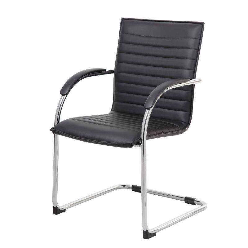 Luxurious Chrome Frame Black Vinyl Side Chair Set