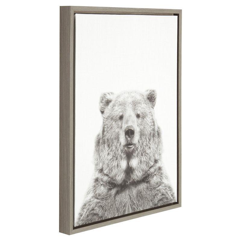 Bear Framed Kids' Canvas Art Gray (24"x18") - Uniek