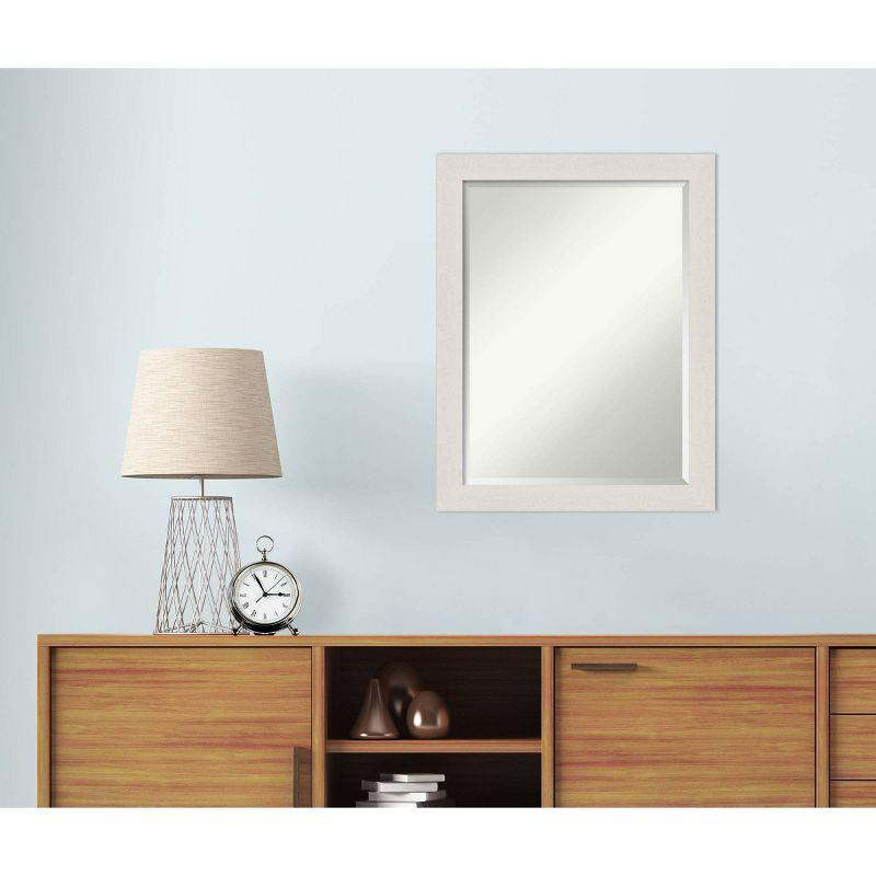 21" x 27" Rustic Plank White Framed Bathroom Vanity Wall Mirror - Amanti Art: Rectangle, Polystyrene Frame, Wall Mount
