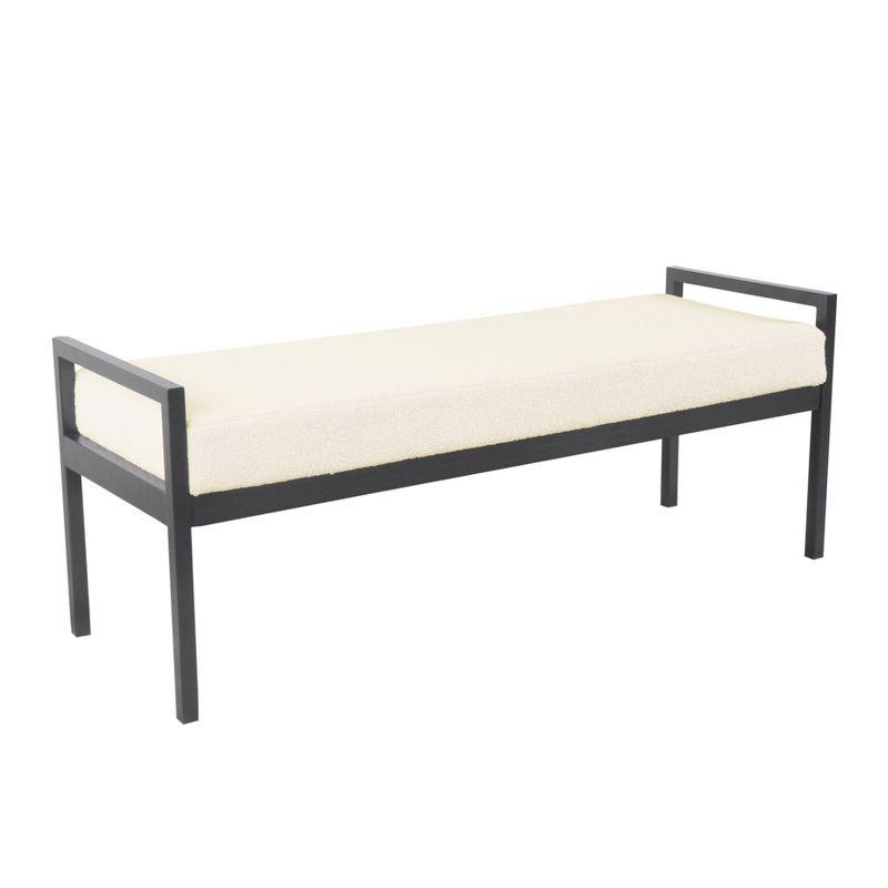 Modern Metal Faux Shearling Bench Cream - HomePop