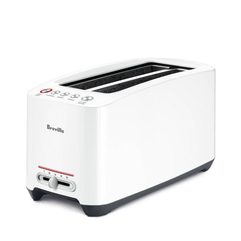 White Digital 4-Slice Long Slot Toaster with Crumb Tray