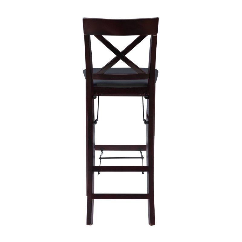 Triena X Back Faux Leather Folding Barstool Espresso - Linon: Padded Seat, Wood Legs, No Assembly Required
