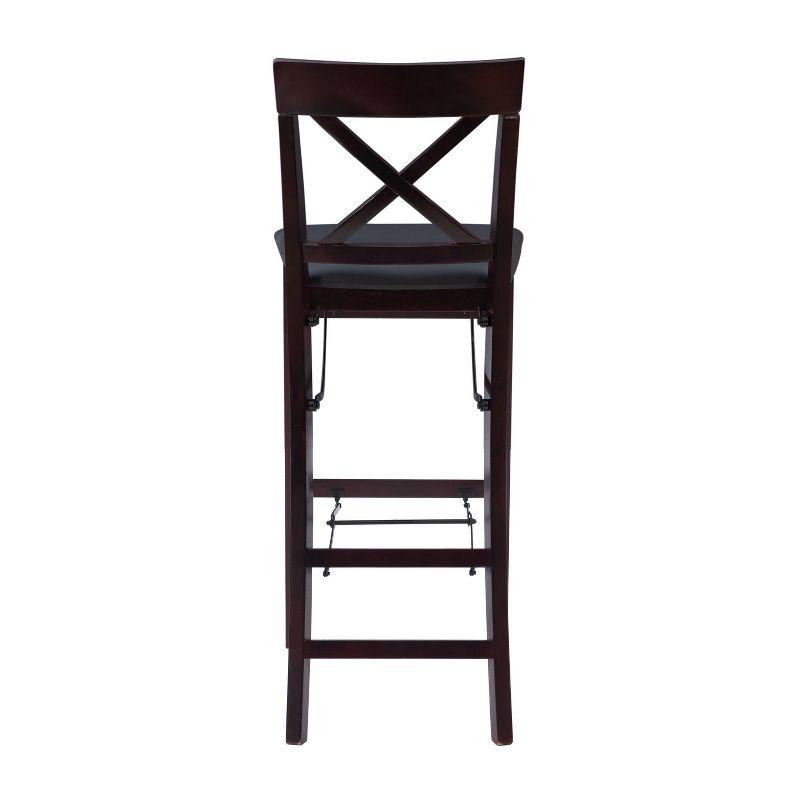 Merlot Wood and Dark Brown Faux Leather 30" Folding Barstool