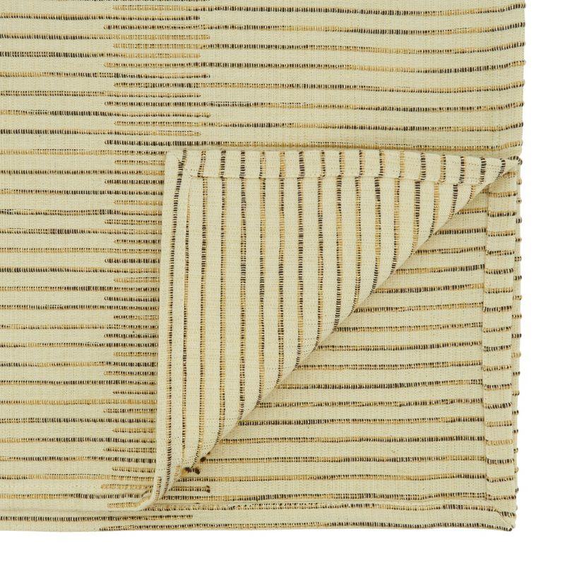 Beige Cotton Shimmering Striped Table Runner, 16" x 72"