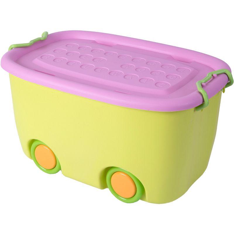 Basicwise Stackable Toy Storage Box with Wheels