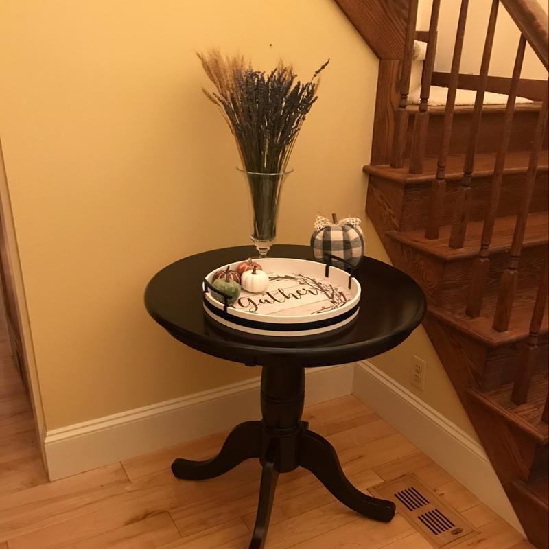 Solid Wood Round Pedestal Dining Table in Dark Brown