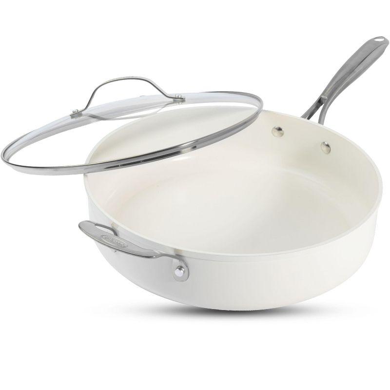 Cream Ultra Nonstick Aluminum 5.5 Qt Jumbo Cooker Pan with Lid