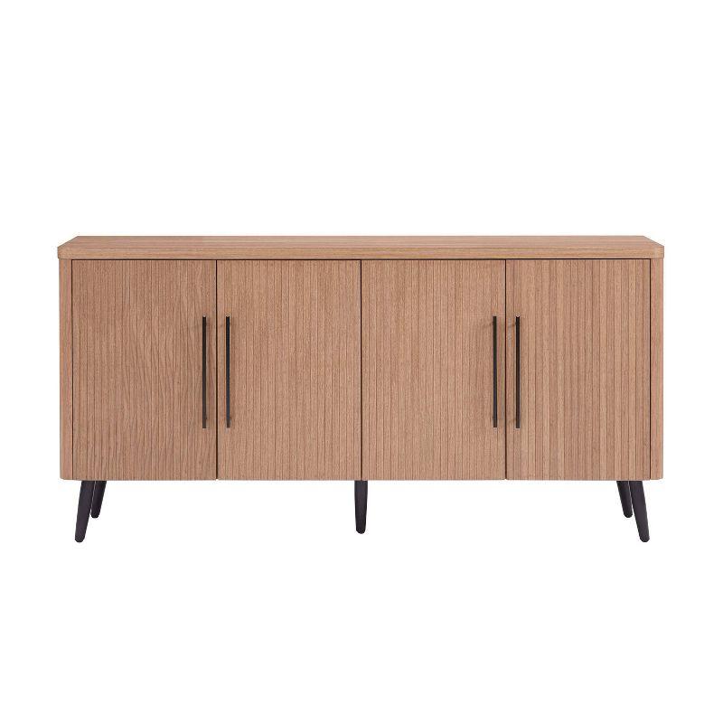 Manhattan Comfort Jodie 65" Mid-Century Modern Sideboard with 8 Adjustable Shelves in Maple