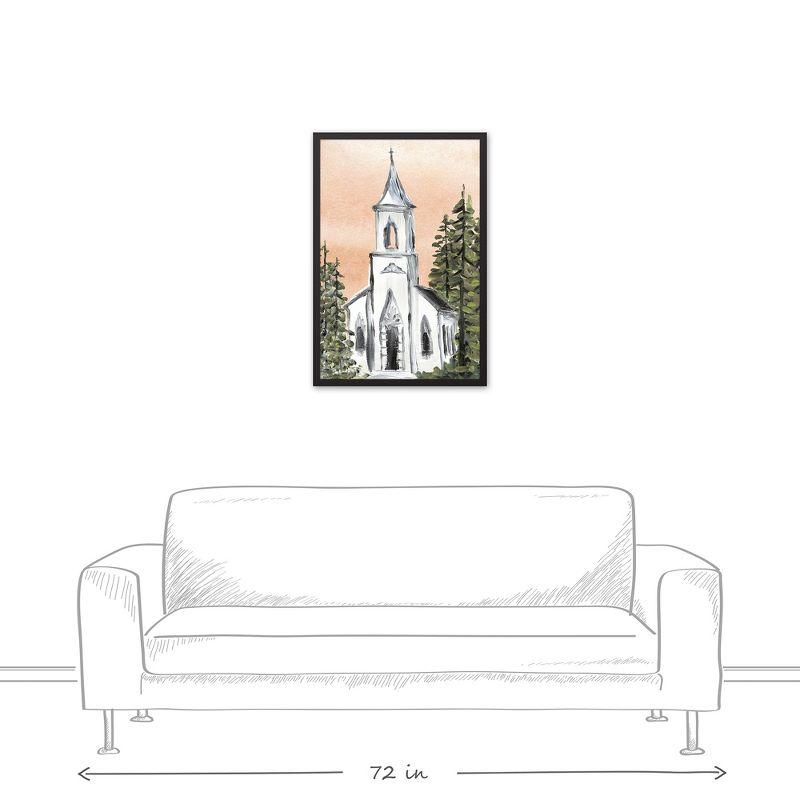 Creative Products Painterly Church I 21.73 x 31.73 Black Framed Canvas