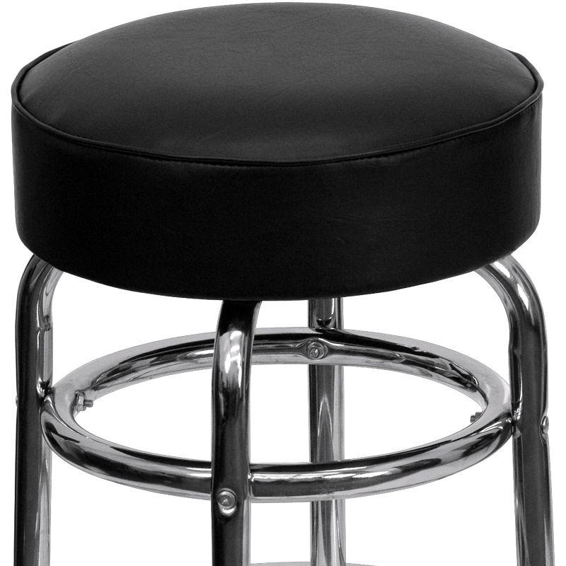 Black and Chrome Swivel Bar Stool with Footrest