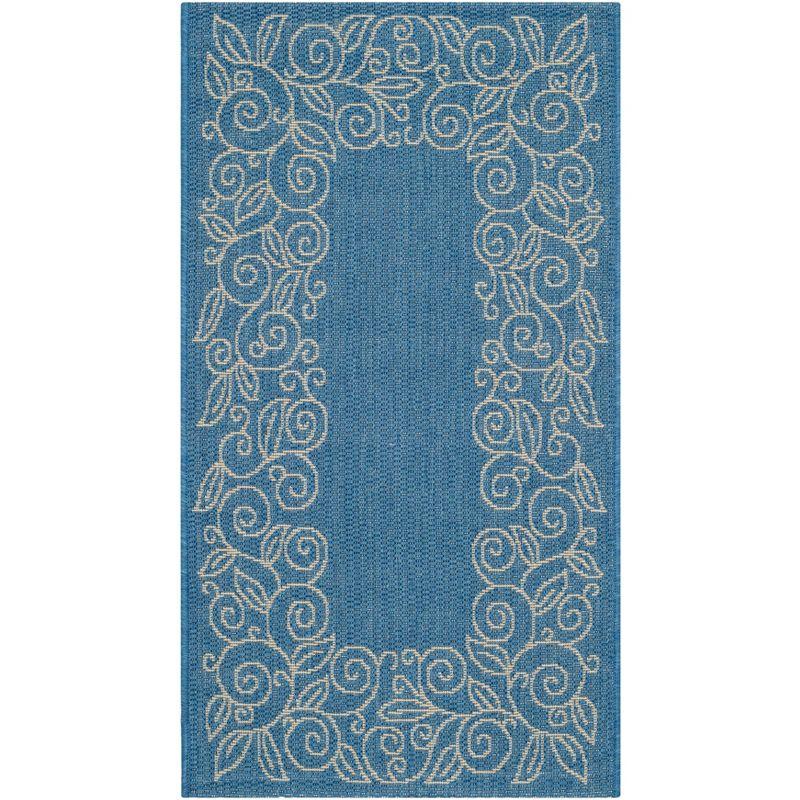 Courtyard CY5139 Power Loomed Indoor and Outdoor Accent Rug - Blue/Beige - 2'x3'7" - Safavieh