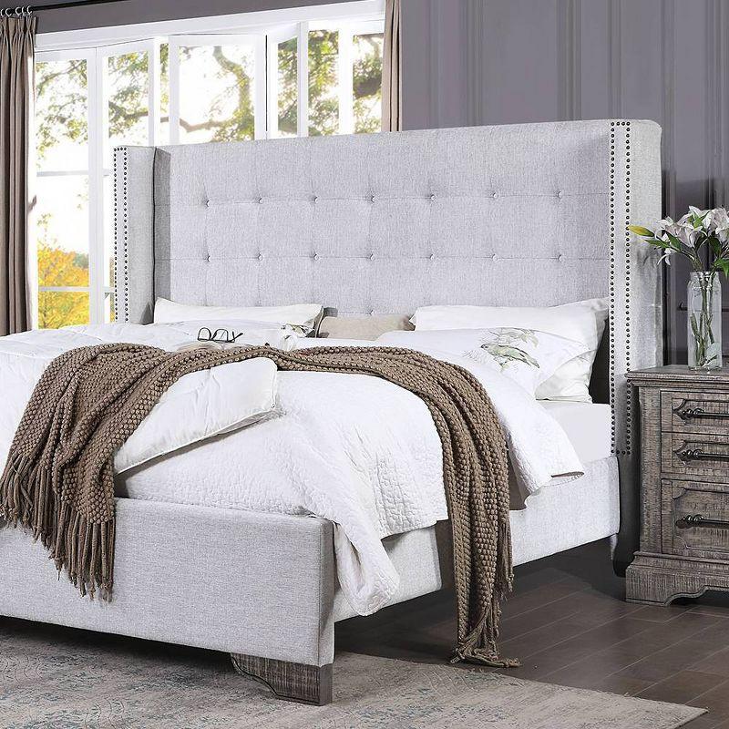 90" Queen Bed Artesia with Wingback Design & Faux Leather - Acme Furniture