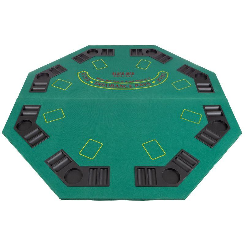 Trademark Poker 8-Player Folding Poker Table Top – 48" Wood Topper – Blackjack Table with Built-In Cupholders and Chip Trays