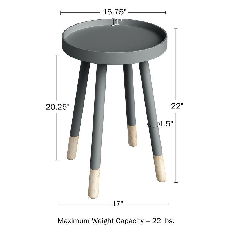 Gray and Natural Wood Round Tray Top End Table