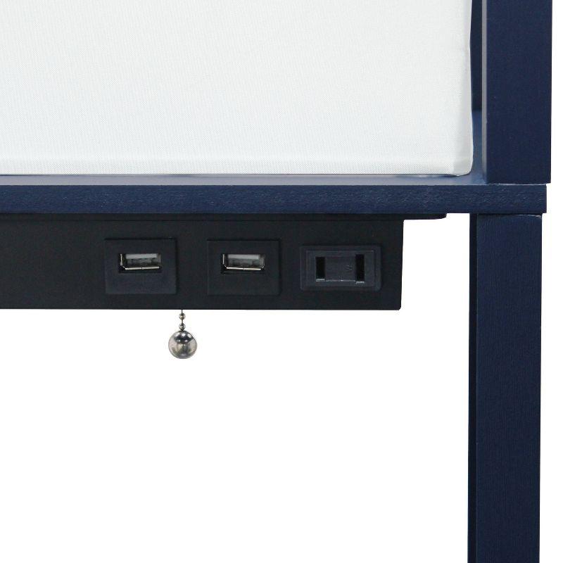 Creekwood Home Classix 62.5" 3-Tier Storage Floor Lamp with Charging Ports and Outlet Navy Blue