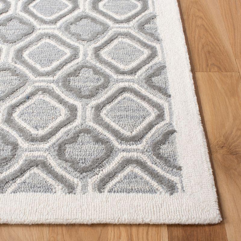 Gray and Ivory Hand-Tufted Wool Geometric 8' x 10' Area Rug