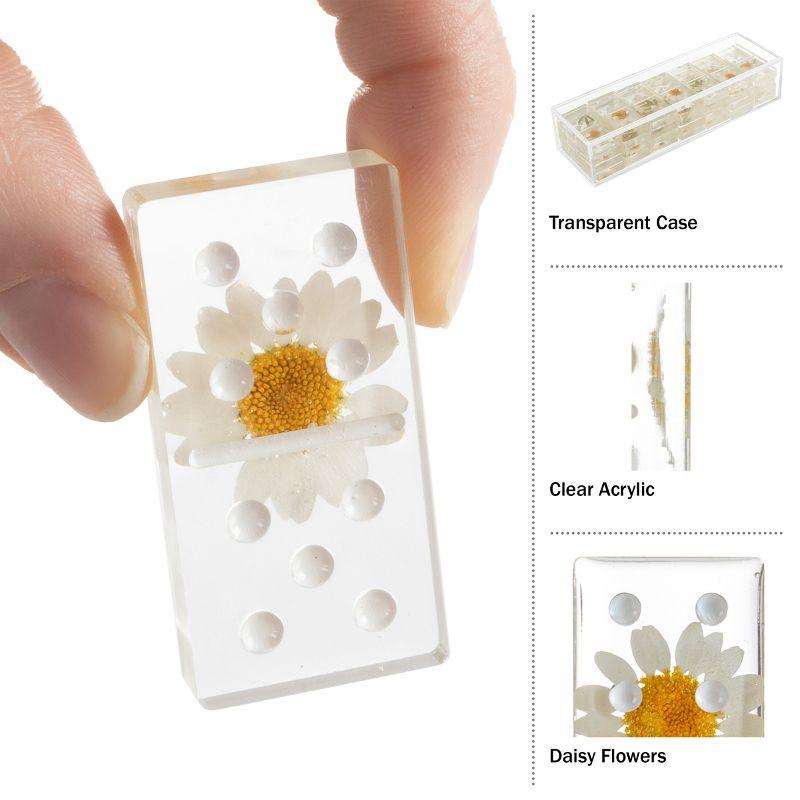 Acrylic Dominos Set - 28-Piece Domino Game with Display Box - Strategy Game, Tabletop Decoration and Modern Home Decor- Daisy